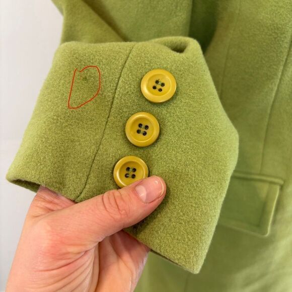 Nicole Wool Cashmere Single Breast Mid Length Clat in Green sz M - Picture 5 of 13